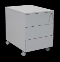 Rollcontainer, 3 Schübe, Farbe silber RAL 9006 pulverbeschichtet