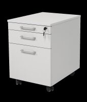 Rollcontainer, Schreibtischcontainer Holz, 3 Schübe, grau Dekor