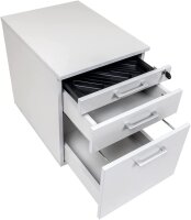 Rollcontainer, Schreibtischcontainer Holz, 3 Schübe, grau Dekor