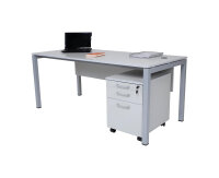 Schreibtisch Tetra, 160 x 80 x 75 cm, grau Dekor/silber RAL 9006