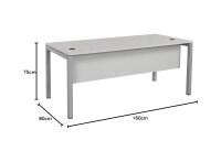 Schreibtisch Tetra, 160 x 80 x 75 cm, grau Dekor/silber RAL 9006