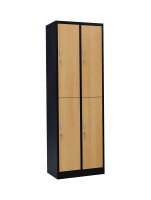 Garderobenschrank 4-türig schwarz/Buche Dekor