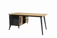 Schreibtisch Shift, 160 cm, inkl. Anbau rechts o. links montierbar, Saphir Eiche Dekor/Anthrazit