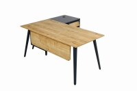 Schreibtisch Shift, 180 cm, inkl. Anbau rechts o. links montierbar, Saphir Eiche Dekor/Anthrazit