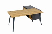 Schreibtisch Shift, 180 cm, inkl. Anbau rechts o. links montierbar, Saphir Eiche Dekor/Anthrazit