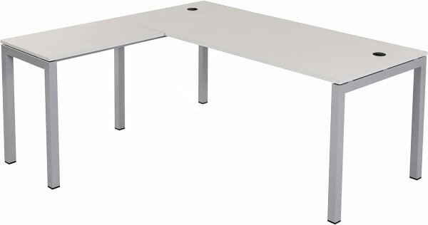 Schreibtisch Tetra, 160 cm, inkl. Anbau rechts o. links montierbar, grau Dekor/silber RAL 9006
