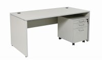 Schreibtisch Set 1 Nuvi, grau Dekor, Bestehend aus: Schreibtisch 160 cm, Rollcontainer 3 Schübe & Aktenschrank190 cm hoch