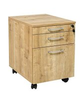 Schreibtisch Set Tetra, 180 cm, Saphir Eiche Dekor/silber, inkl. Schreibtisch, Rollcontainer mit 3 Schüben, Aktenschrank