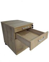 Schreibtisch Set Tetra, 180 cm, Saphir Eiche Dekor/silber, inkl. Schreibtisch, Rollcontainer mit 3 Schüben, Aktenschrank