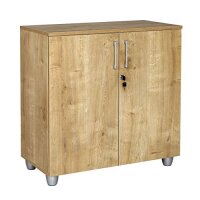 Schreibtisch Set Tetra, 180 cm, Saphir Eiche Dekor/silber, inkl. Schreibtisch, Rollcontainer mit 3 Schüben, Aktenschrank