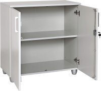 Schreibtisch Set Tetra, 160 cm, grau Dekor/silber, inkl. Schreibtisch, Rollcontainer mit 3 Schüben, Aktenschrank