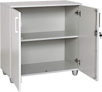 Schreibtisch Set Tetra, 160 cm, grau Dekor/silber, inkl. Schreibtisch, Rollcontainer mit 3 Schüben, Aktenschrank