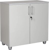 Schreibtisch Set Tetra,180 cm, grau Dekor/silber, inkl. Schreibtisch, Rollcontainer mit 3 Schüben, Aktenschrank