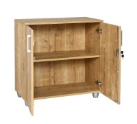 Schreibtisch Set 2 GELA, Saphir Eiche Dekor, rechts gewinkelt, inkl. Schreibtisch, Beistellcontainer 3 Schübe, Aktenschrank