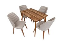 4er Esstisch Set 2, Walnuss Dekor