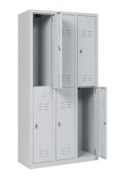 Garderobenschrank 6-türig 40 cm tief Drehriegel grau