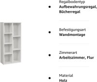 Furni24 Bücherregal mit 7 Fächern, Holzregal, Würfelregal, Aufbewahrungsregal, weiß, 49,5x24x106h