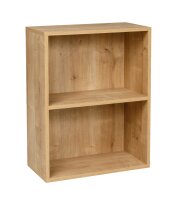 Furni24 Breites Bücherregal mit 2 Fächern, Holzregal, Würfelregal, Aufbewahrungsregal, Saphir Eiche Dekor, 60x31x77h