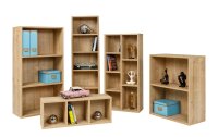 Furni24 Breites Bücherregal mit 2 Fächern, Holzregal, Würfelregal, Aufbewahrungsregal, Saphir Eiche Dekor, 60x31x77h