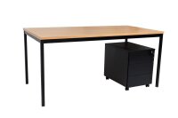 Schreibtisch180x80x75 cm schwarz/Buche inkl. Stahl Rollcontainer 3 Schübe anthrazit
