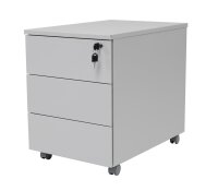 Schreibtisch 140x80x75 cm grau inkl. Stahl Rollcontainer 3 Schübe silberfarben