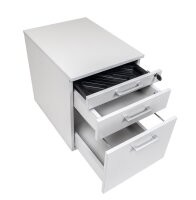 Schreibtisch 180x80x75 cm grau inkl. Holz Rollcontainer 3 Schübe grau