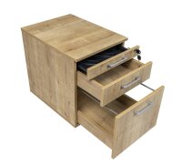 Schreibtisch 180X80X75 cm Saphir Eiche/grau inkl. Holz Rollcontainer 3 Schübe Saphir Eiche