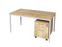 Schreibtisch 180X80X75 cm Saphir Eiche/grau inkl. Holz Rollcontainer 3 Schübe Saphir Eiche
