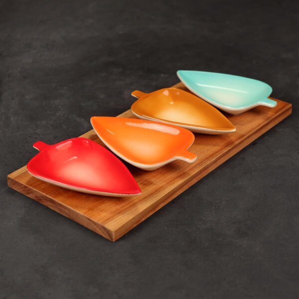 Snack- und Vorspeisenset, 9 x15 cm, Blattform