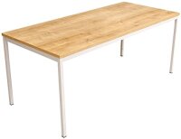 Furni24 Schreibtisch-Stahlgestell 200x100x75cm, Eiche, TÜV/GS-Einfache Montage, Arbeitstisch, Bürotisch, Küchentisch, Esstisch, Druckertisch Büro-Möbel Arbeitszimmer Computertisch Gaming-Tisch Mehrzwecktisch